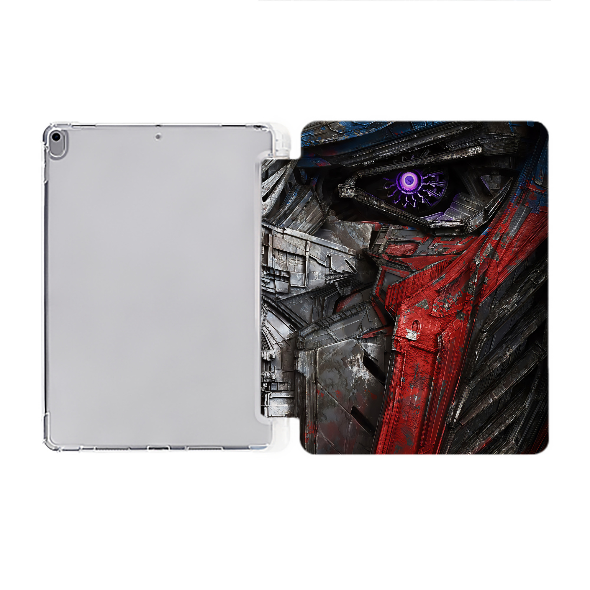 （画像用） Transformers トランスフォーマー IPad ケース ペン収納付き 三つ折りスタンド PUレザー×シリコン 対応機種9.5/10.5/10.9インチ